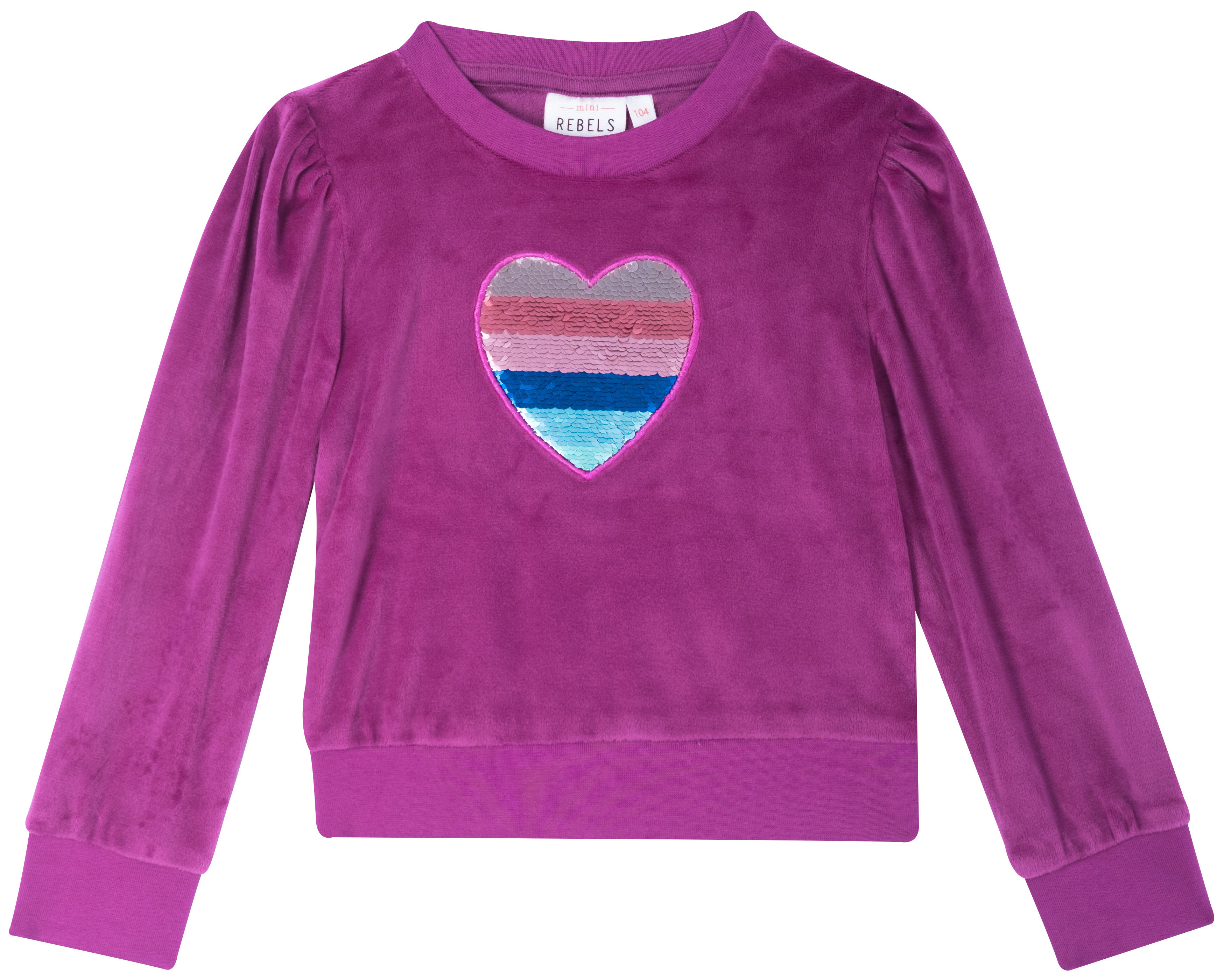 Someone Girl Samt Pulli Herz Purple