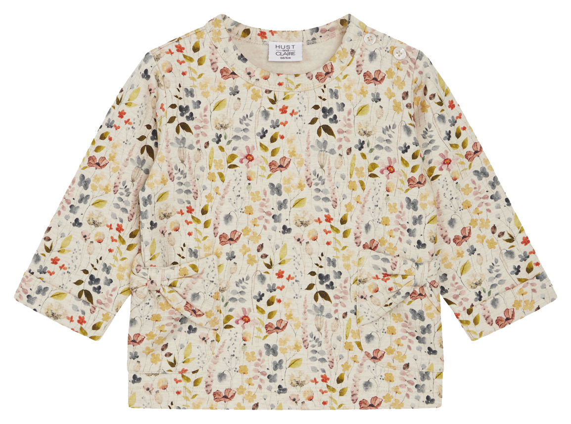 Hust & Claire Baby Girl Sweatshirt Flowers Wheat Melange