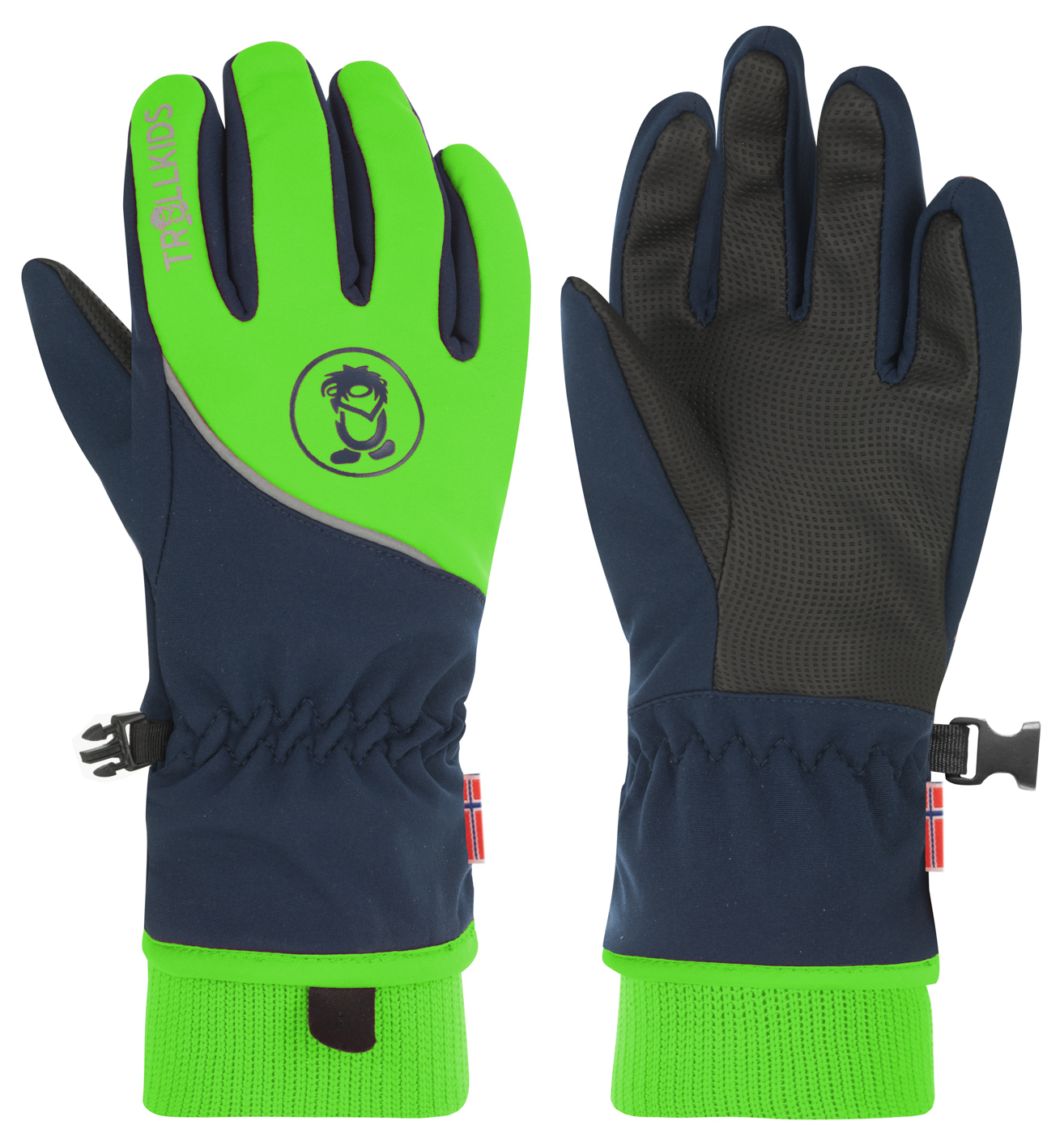 Trollkids Trolltunga Softshell Glove navy/bright green