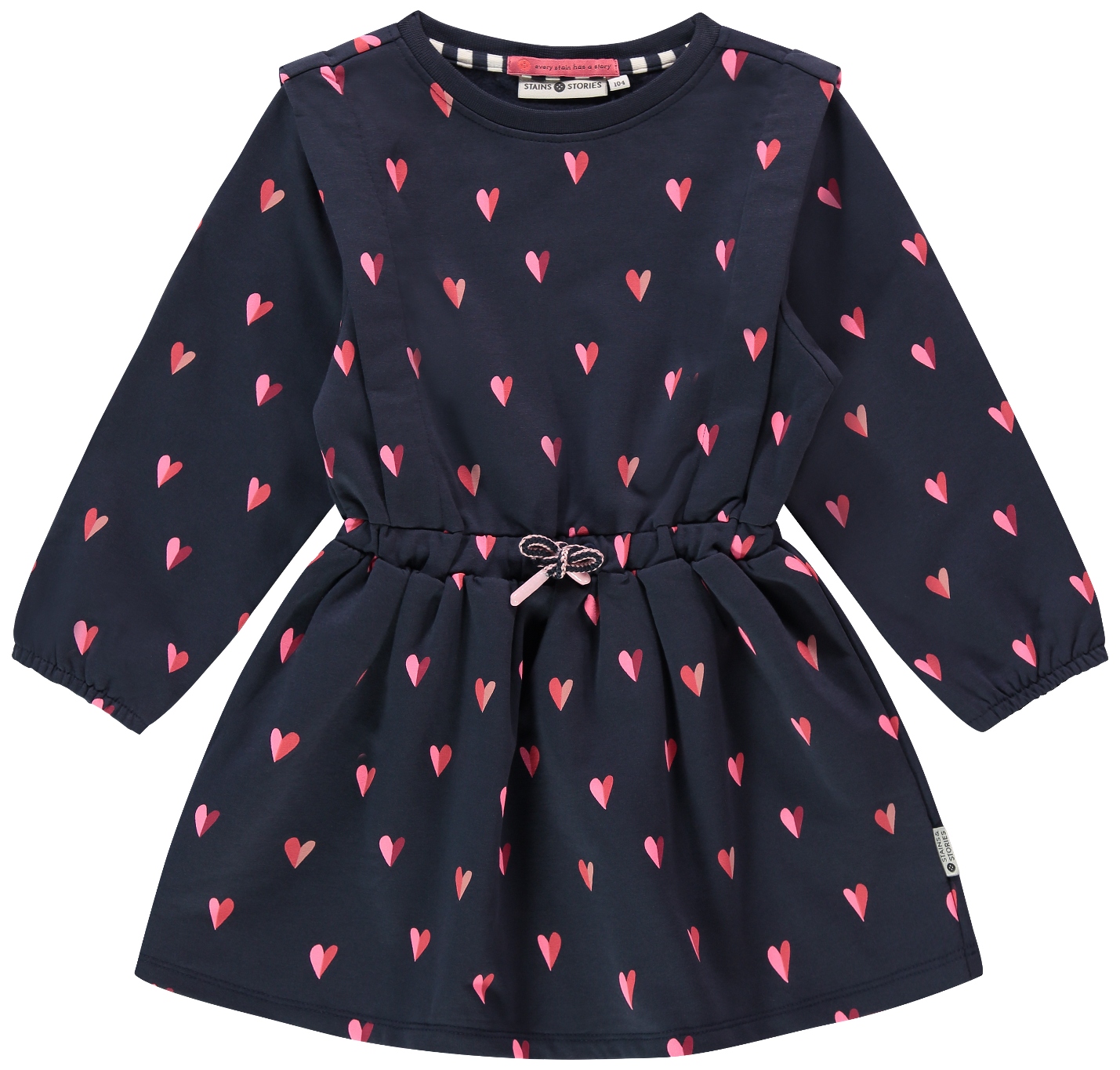 Babyface Girl Kleid langarm Hearts indigo