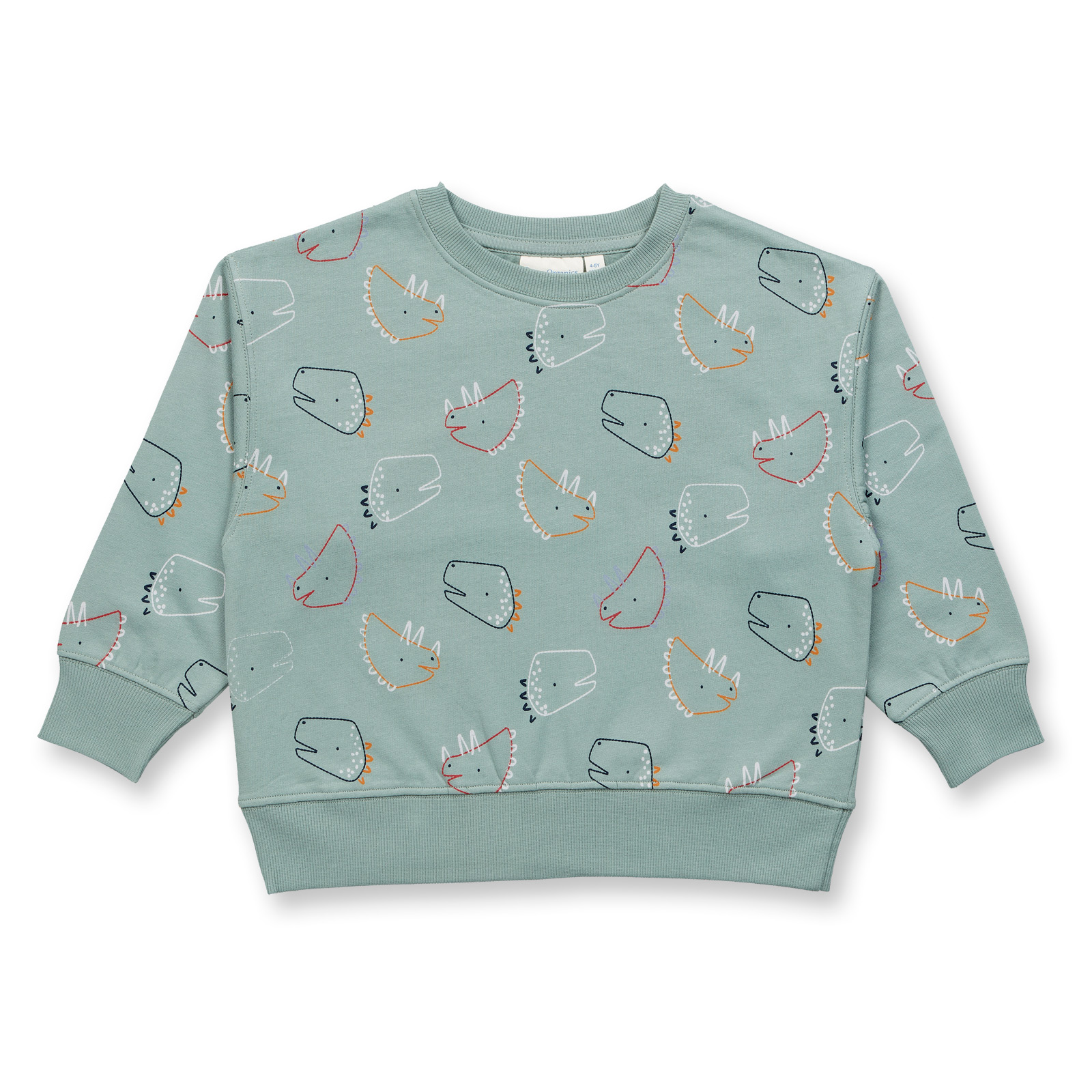 Sense Organic Boy Sweater Dino AOP sage