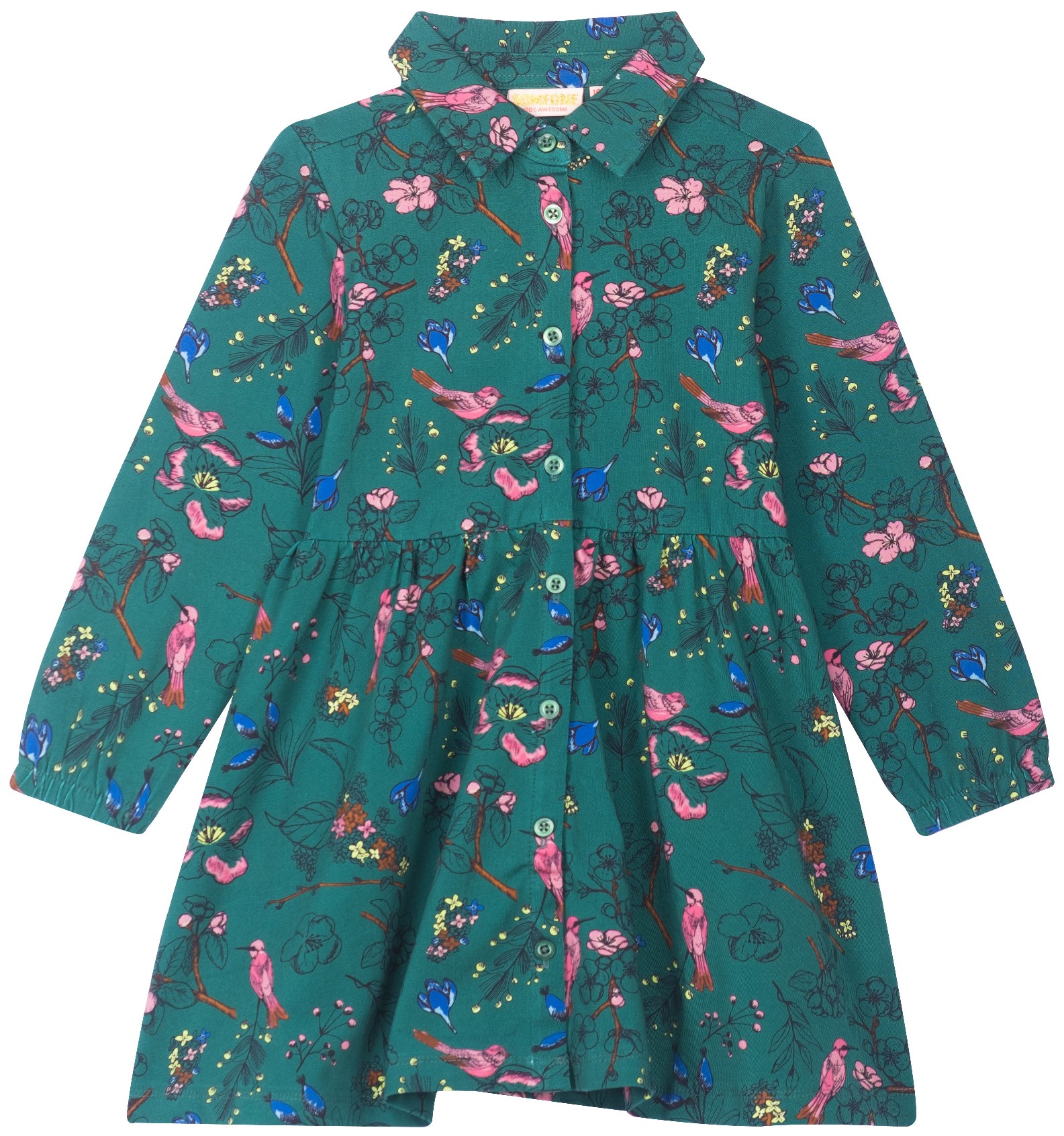 Someone Kleid Birds & Flowers green