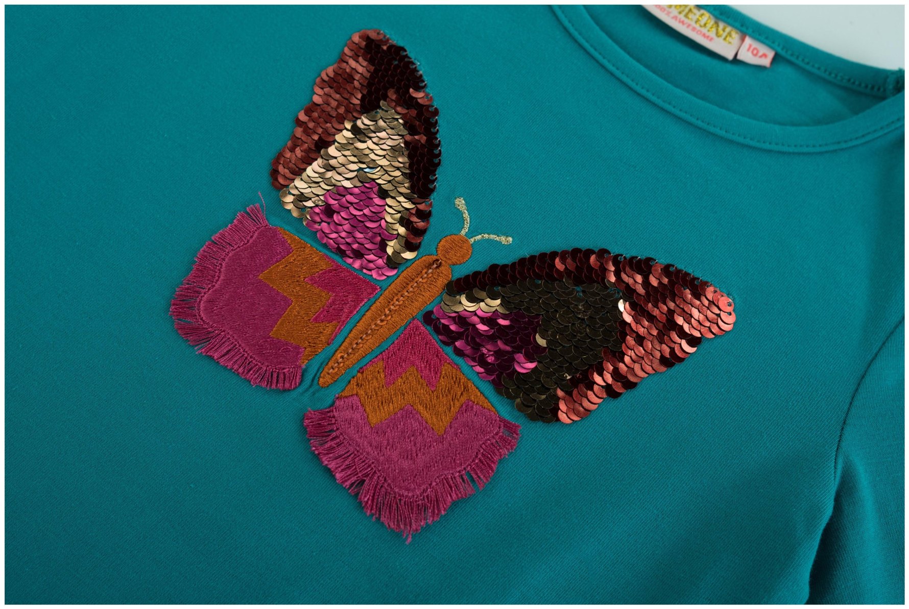 Someone Langarmshirt Schmetterling Dark Mint