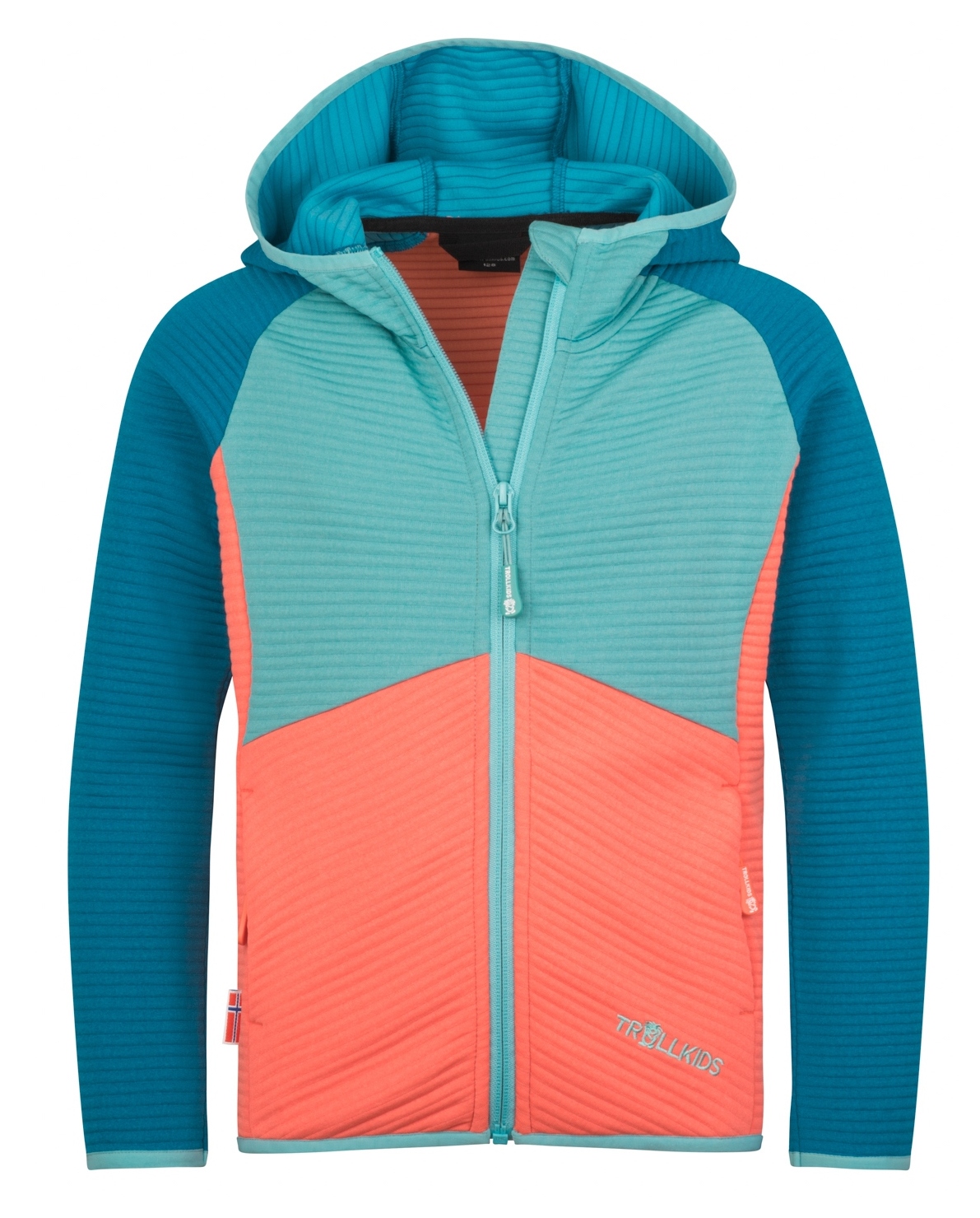 Trollkids Girl Sogndal Fleecejacke Mellow Peach, Harbour Blue