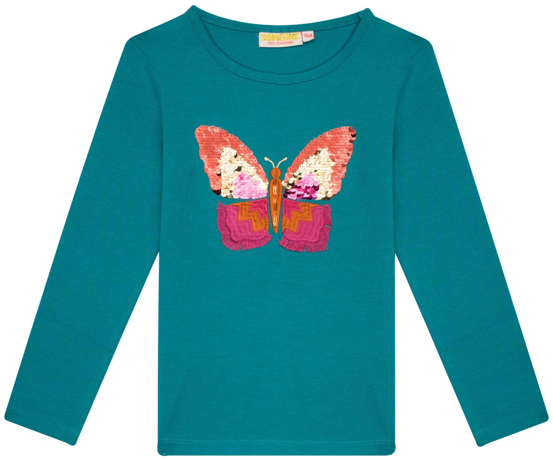 Someone Langarmshirt Schmetterling Dark Mint