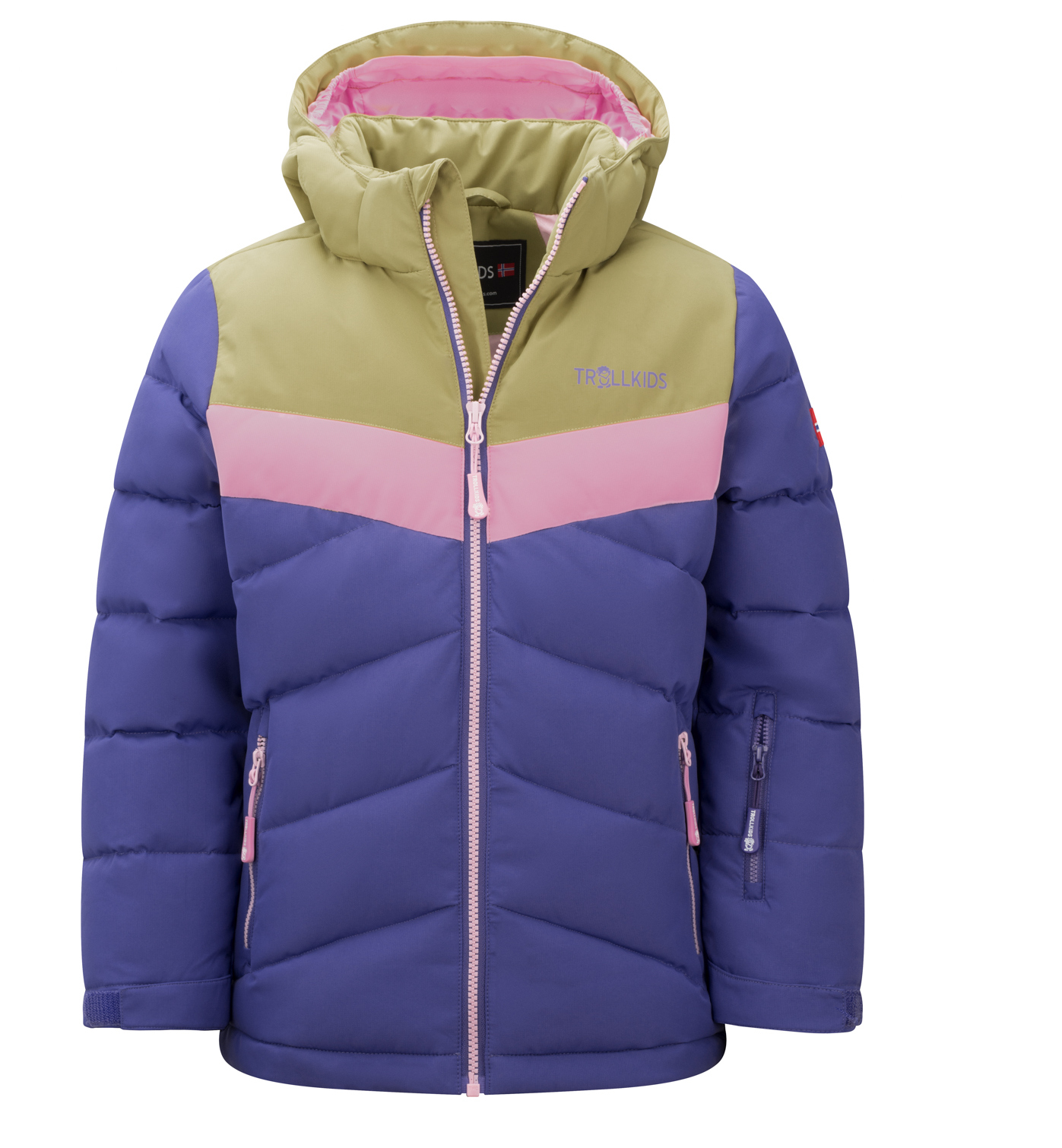 Trollkids Girls Gryllefjord Winterjacke dark purple/lizard green/pink dawn