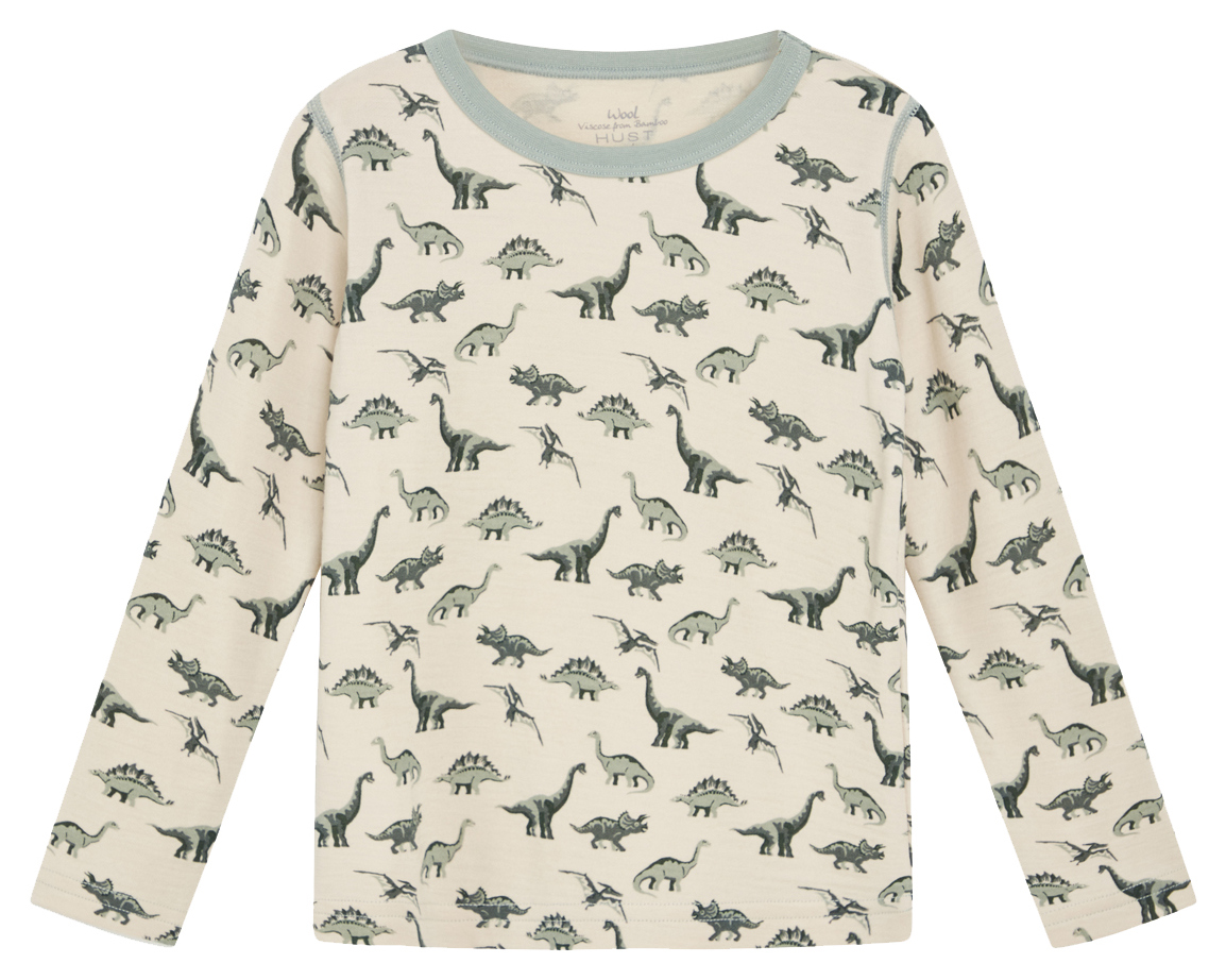 Hust & Claire Langarmshirt Wolle Bambus Dino Jade green